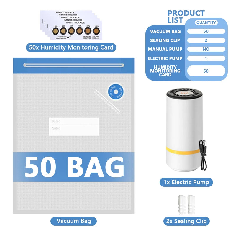 3D Printer Filament Vacuum Bag with USB Rechargeable Electric Air Pump, Vacuum Sealing for PLA ABS PETG Filament Storage