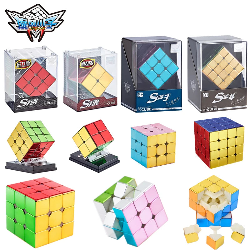 Cyclone Boys Magnetic Plating Magic Cube 3x3x3 4x4 2x2 Professional Speed Puzzle Children's Toys Gift 3x3 Speedcube Cubo Magico