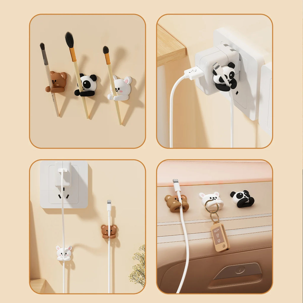 2/3pcs Cute Cartoon Desktop Cable Organizer Managers Self-Adhesive Winder Wire Cord Management Earphone Data Cable Clips Holder
